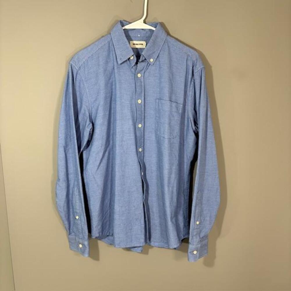 Taylor Stitch Shirt Mens 40 Blue Stripe Long Sleeve Button Up Cotton Casual